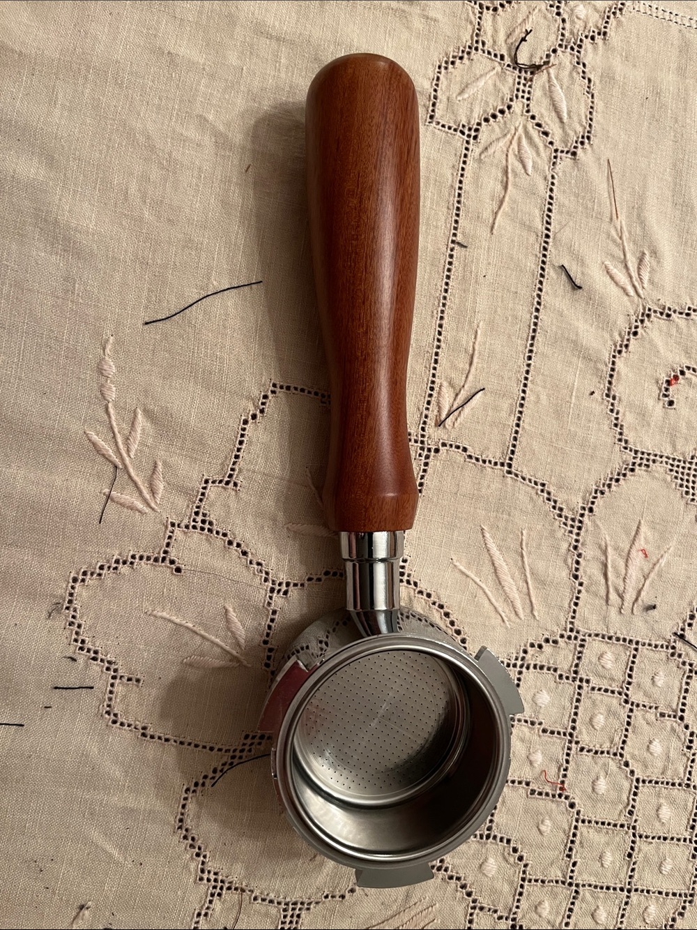Wood Handle Portafilter for Espresso Machine - Brown